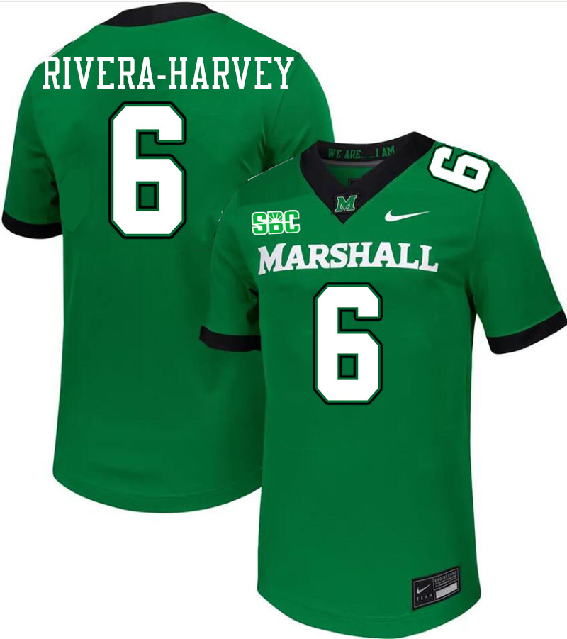 Marshall Thundering Herd #6 Jalil Rivera-Harvey College Football Jerseys Stitched-Green Marshall Thundering Herd #6 Jalil Rivera-Harvey College Football Jerseys Stitched-Green
